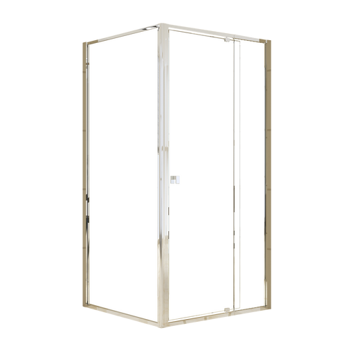Adjustable Semi Frameless Shower Screen Front: (98~106)x195cm with Gold Hardware and Side: (89~92)x195cm