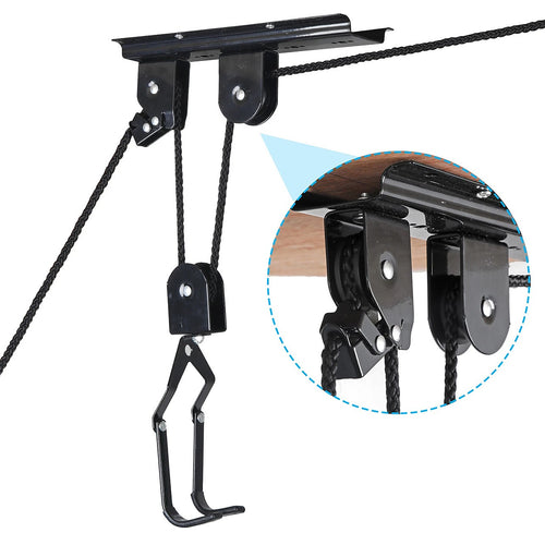 Heavy Duty Bike Hoist Pulley Lift – Secure Garage Ceiling Storage Rack with Safety Lock