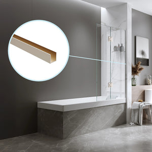 120cm Frameless Glass Bath Screen with Channel and Brass Hinges - Nickel