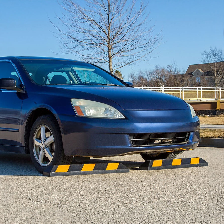 Heavy-Duty Rubber Parking Curb – Black & Yellow Driveway Stopper