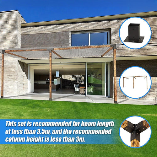 Roof Pergola Gazebo Shed Matte Black Steel Double Wall Mount Brackets DIY Kits