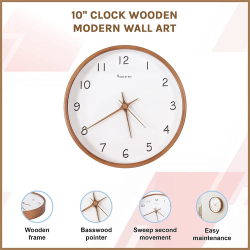 10" Clock Wooden Modern Wall Art