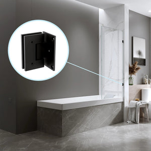 70cm Frameless Swing Bath Screen with Black Hardware