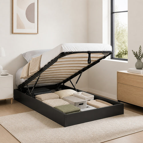 Gas Lift Bed Mechanism – Single Bed Frame with Wooden Slats