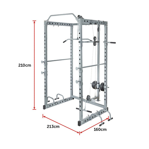 Power Rack Squat Cage with Lat Pulldown – Home Gym Fitness Stands for Strength Training
