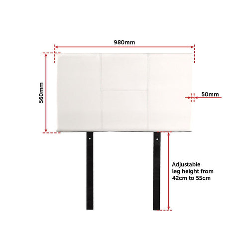 Single White PU Leather Bed Headboard Bedhead