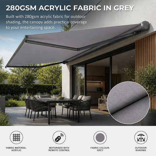 Motorised Folding Arm Awning 5x3m | Full Cassette Grey