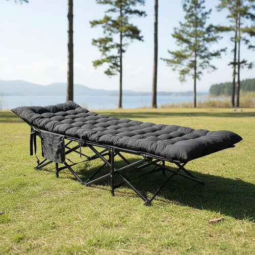 Camping Bed Elevated Cot with Mattress Foldable Outdoor Adult Sleeping Bed