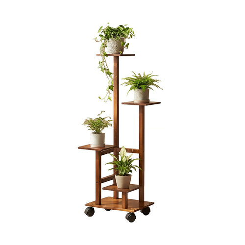 4 Tier Vertical Dark Wood Plant Stand Indoor Display Rack