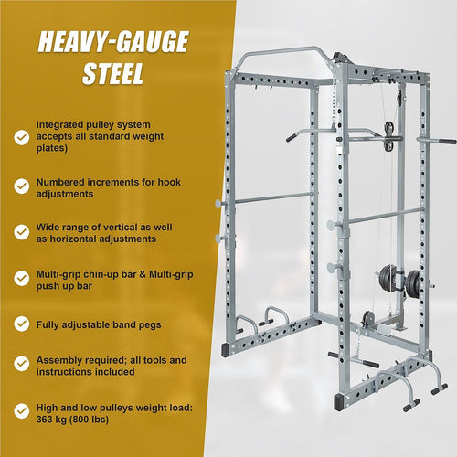 Power Rack Squat Cage Stands w Lat Pulldown Home Gym