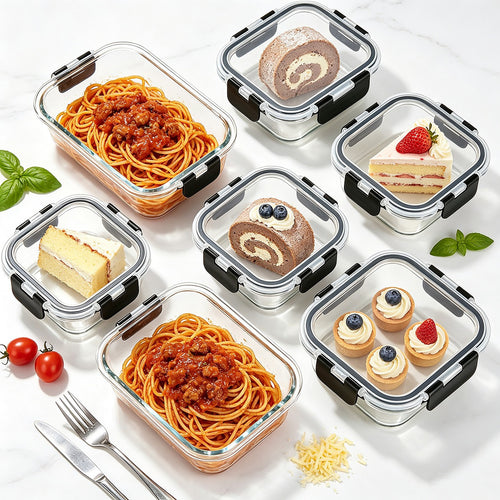 24 Piece Glass Food Storage Containers with Airtight Leakproof Lids Meal Prep Kitchen Storage Set