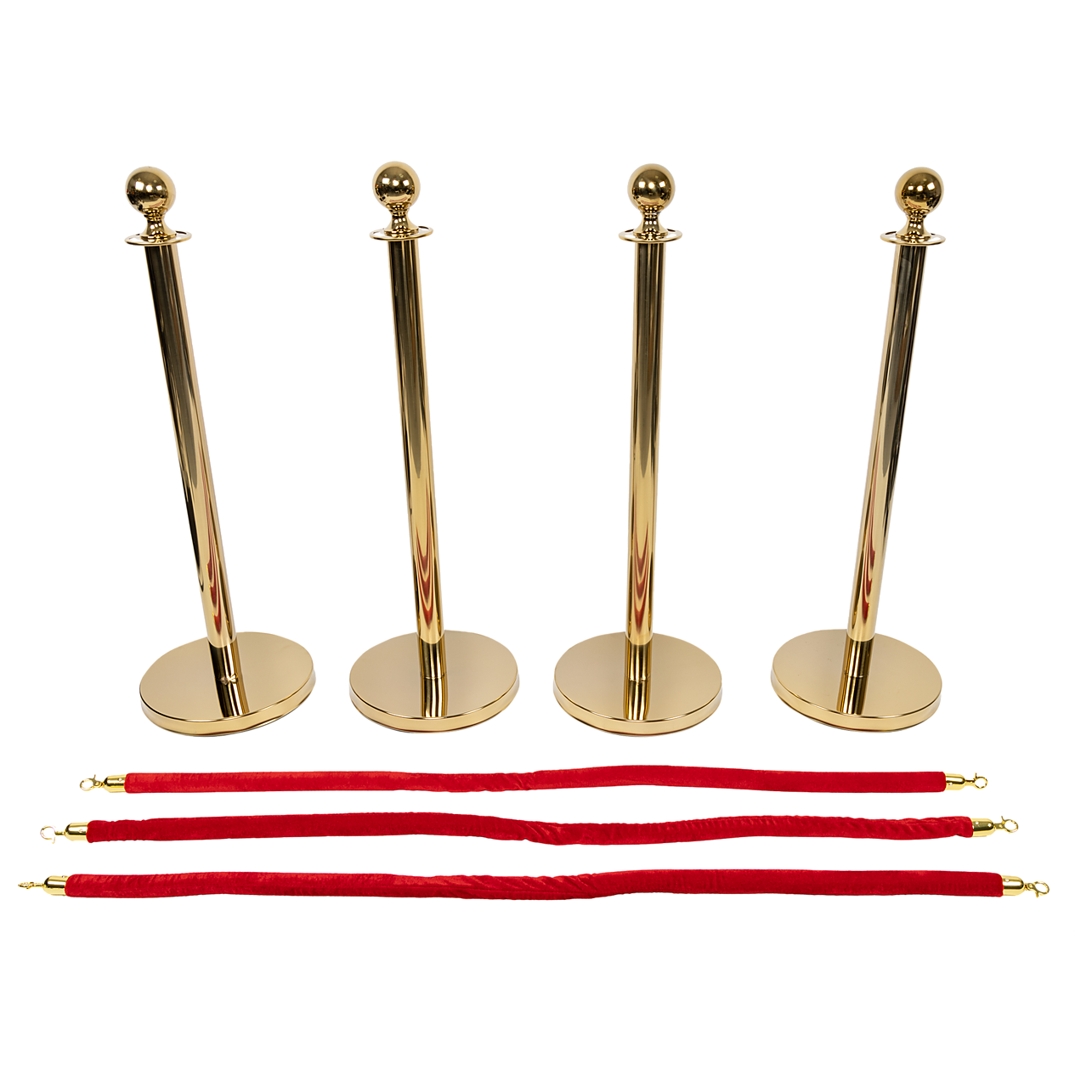 4 x Queue Barriers + 3 Ropes Exhibition Crowd Control Bollards | Home ...