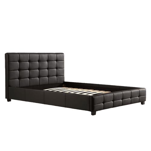 Double Black PU Leather Deluxe Bed Frame