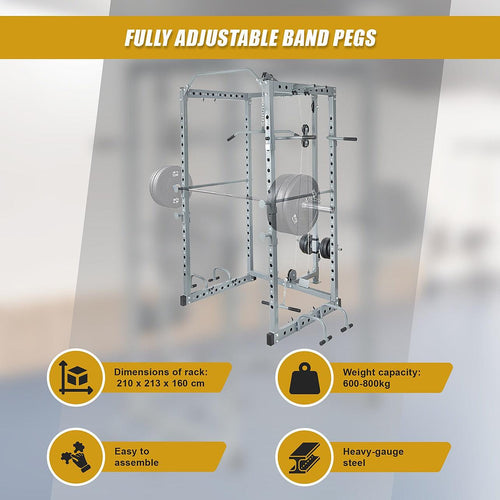 Power Rack Squat Cage Stands w Lat Pulldown Home Gym