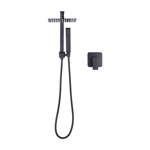 WELS 8" Rain Shower Head Set Square Dual Heads Faucet High Pressure With Mixer