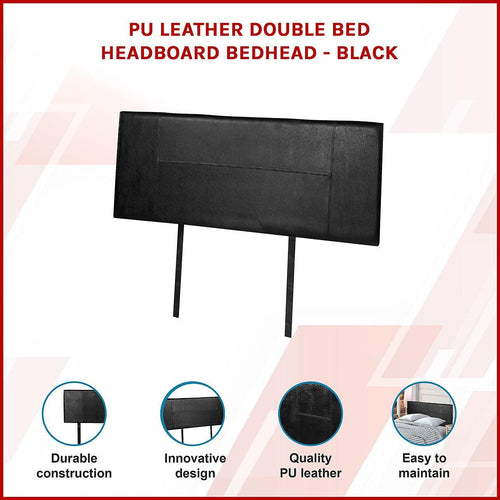Double Black PU Leather Bed Headboard Bedhead