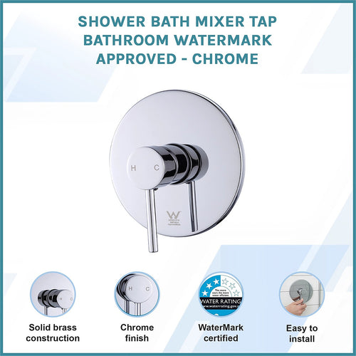 Bathroom Shower Bath Mixer Tap WATERMARK Approved - Chrome