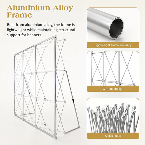 Pop Up Banner Stand 3.05m X Frame Aluminium Display