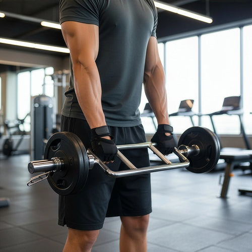 Chrome Olympic Tricep Bar Barbell Heavy Duty with Spring Collars