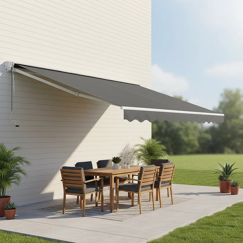 Automatic Retractable Awning 5x2.5m - Grey Outdoor Wall Sunshade