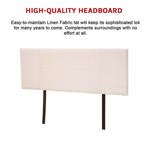 Queen Beige Linen Fabric Bed Headboard Bedhead