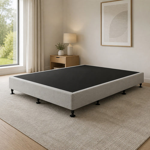 King Slatted Ensemble Bed Base - Grey Linen Breathable Cover