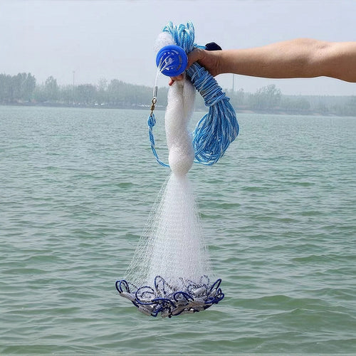 3m Nylon Fishing Cast Net – Quick Throw Mesh with Chain Weights & Drawstring for Easy Casting