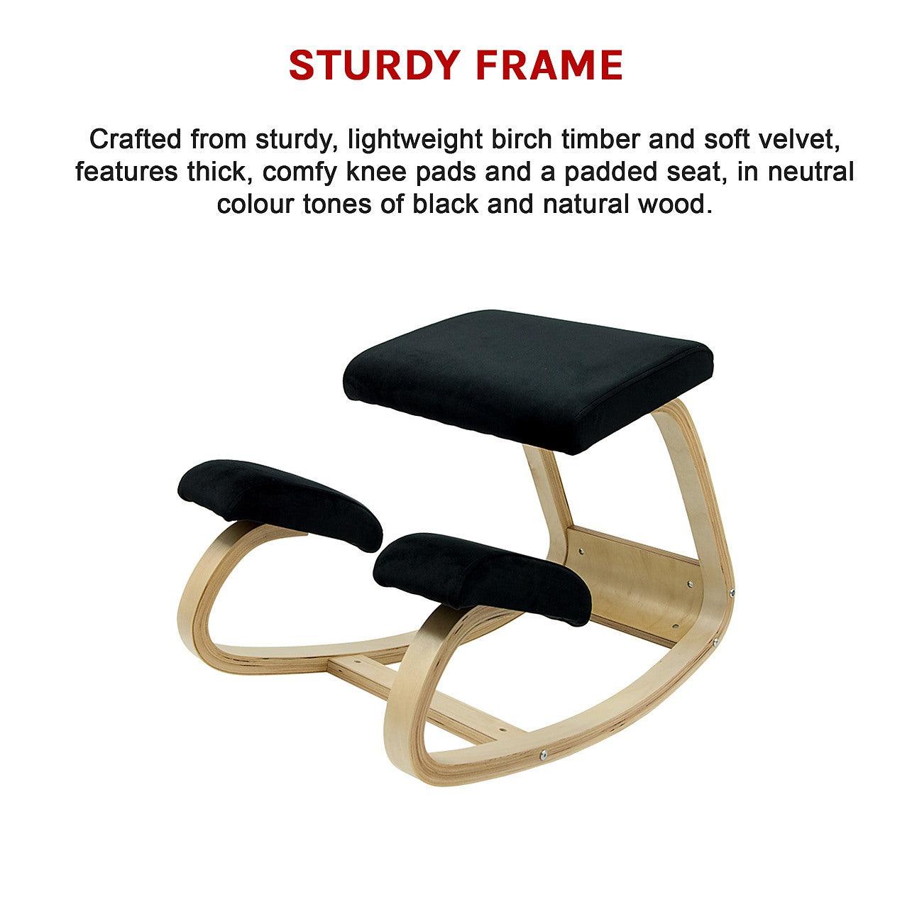 Kneeling Office Chair Ergonomic Rocking Posture Improving Stool - Black ...