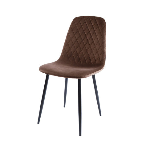 Dining Chair Set of 4 Faux Suede Upholstered Metal Legs Padded Kitchen Dining Chairs Suede Brown