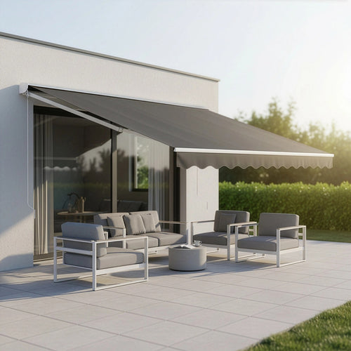 Outdoor Awning Grey - 4x2.5m Retractable Sunshade