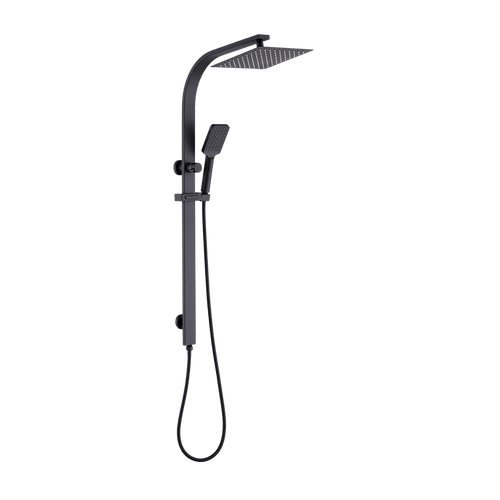 WELS 10" Black Rain Shower Head Set Square Dual Heads High Pressure with Handheld