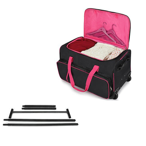 736.6 mm Heavy Duty Rolling Dance Bag with Built-In Garment Rack for Travel & Competitions