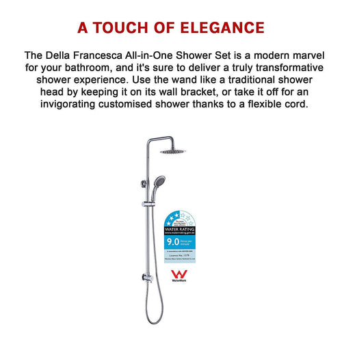 WELS 8" Chrome Rain Shower Dual Rounded Heads Set with Handheld