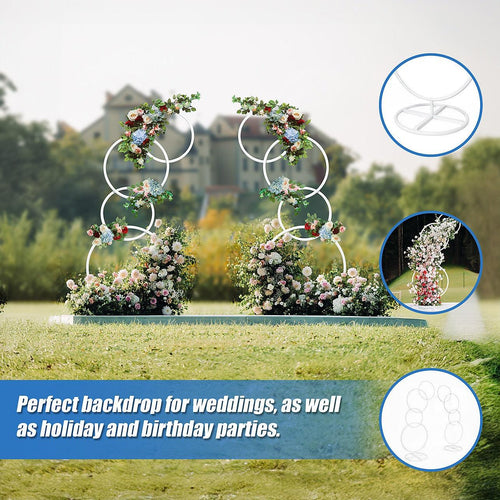 2pcs Round Wedding Arch Backdrop Rings Loops Flower Balloon Lawn Row Stand
