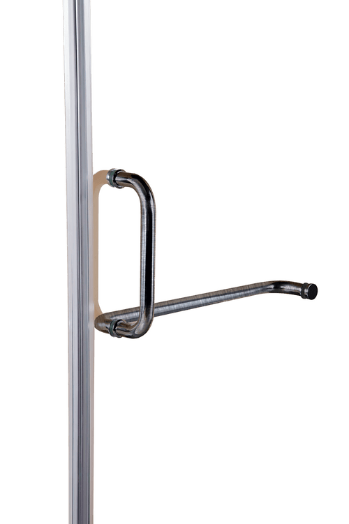 Frameless 10mm Glass Shower Screen 100 x 80cm Nickel Hinges/Brackets and Round Handle