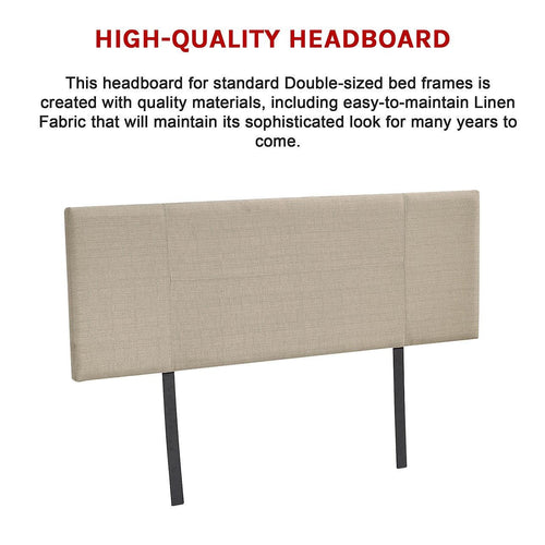Double Beige Linen Fabric Bed Headboard Bedhead