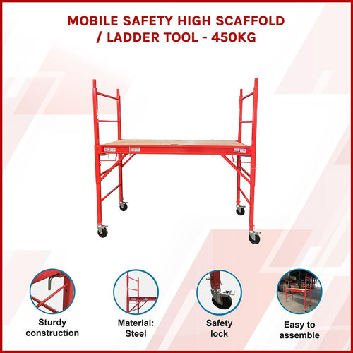 Red Mobile Safety High Scaffold / Ladder Tool - 450kg