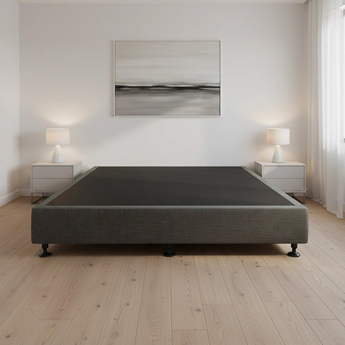 King Slatted Ensemble Bed Base - Graphite Linen Breathable Cover