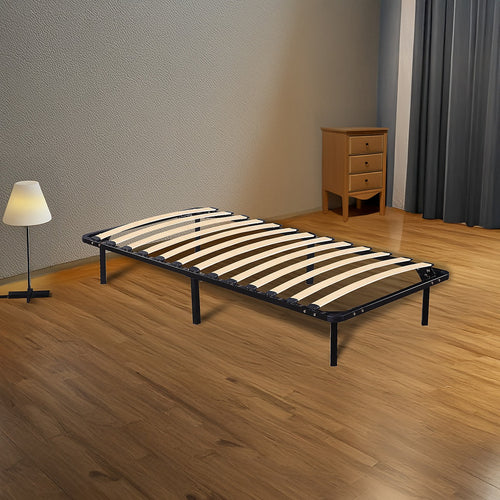 Single Metal Bed Base with Slats – Heavy-Duty Steel Frame