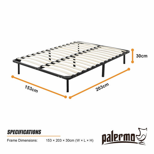 Metal Bed Frame for Queen Mattress – Black Powder-Coated Steel Base