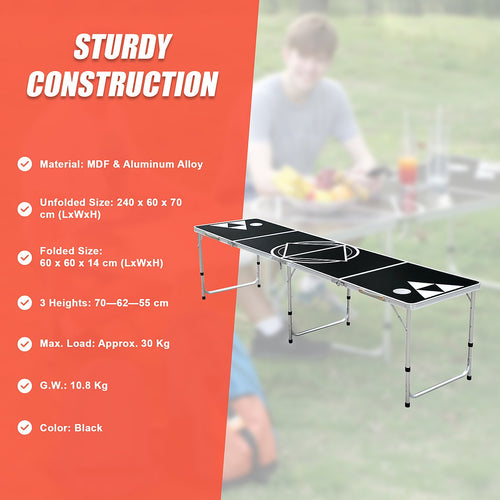 Professional 8ft Beer Pong Table Drinking Game