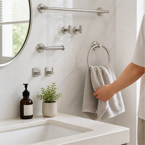 7 Piece Bathroom Accessories Set SUS 304 Stainless Steel Hardware