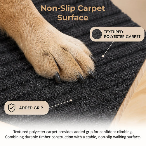 Wooden Pet Ramps 2 Pack Non Slip Dog & Cat Ramps for Stairs