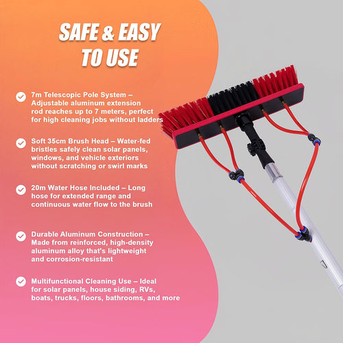7m Water Fed Pole Cleaning Kit – Solar Panel & Window Cleaner System with Brush Attachment