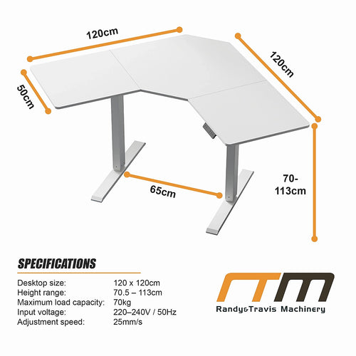 L Shaped Sit Stand Desk Electric Height Adjustable Corner Table