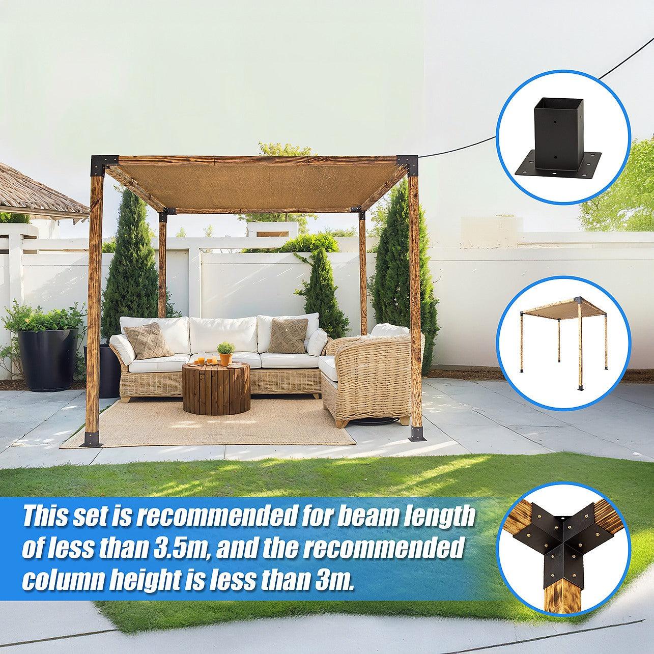 Pergola Kit with Matte Black Steel Brackets – Single with Coffee Screen ...