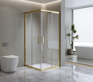 Adjustable 1100x1200mm Sliding Door Glass Shower Screen in Gold with Shower Handle Style 1 - Gold