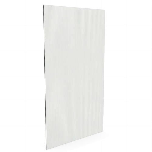 80cm Reeded Glass Shower Screen with White Wall Channel & Square Pole