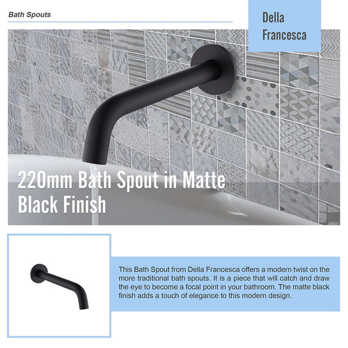 220mm Bath Spout in Black Finish