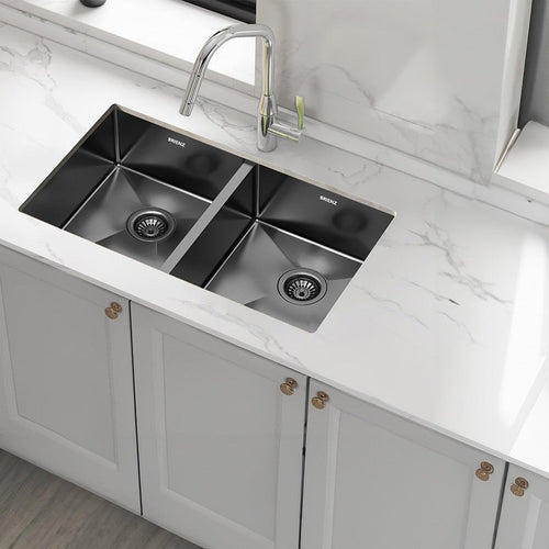 775x450mm Stainless Steel Handmade 1.5mm Sink with Waste in Black with sand finish Finish